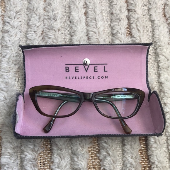Bevel Eyeglass Frames - Brown/Mint - Picture 2 of 11